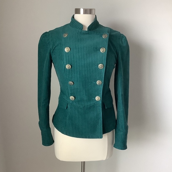 CAbi Military Double Breasted Jacket Legion Green Teal Style #3913 XS - Picture 15 of 15